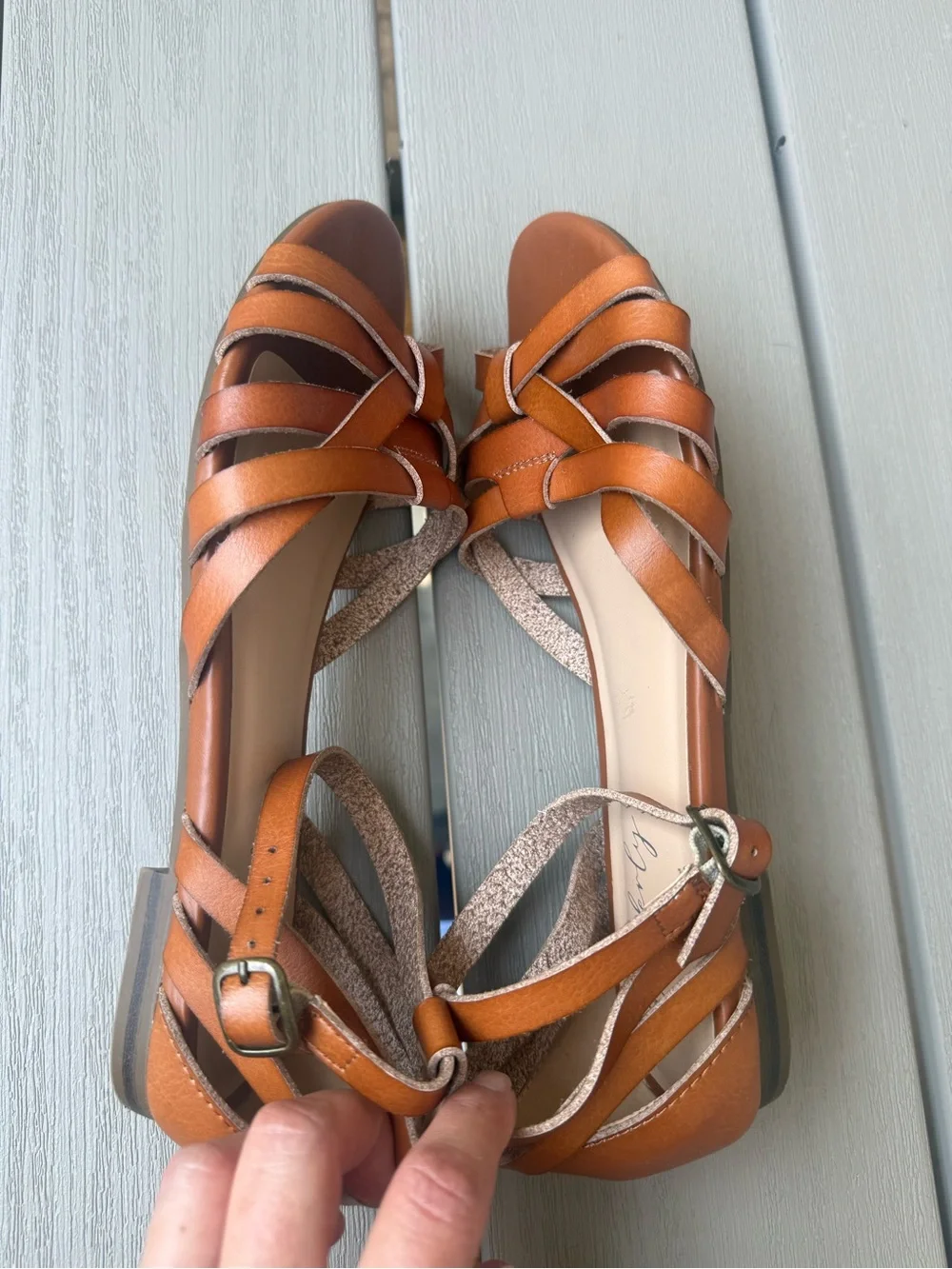 Wonderly Brown Woven Fisherman Ankle-Strap Sandals Women’s Size 9